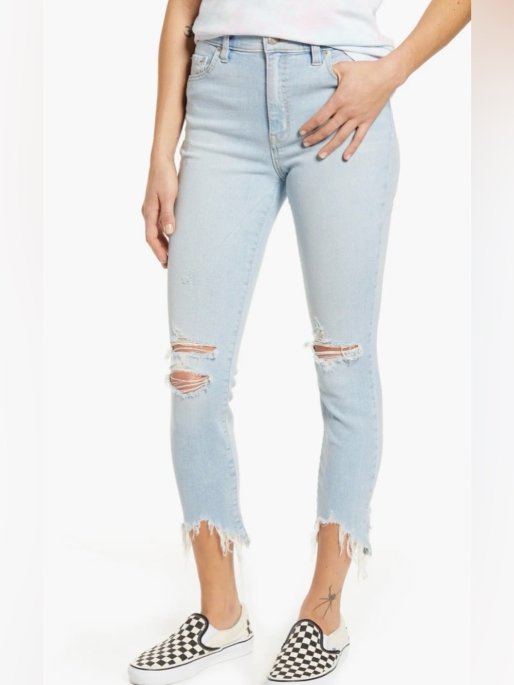💙 EUC Call You Back Ripped High Waist Crop Skinny Jeans